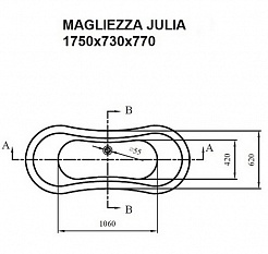 Magliezza Акриловая ванна на лапах Julia  (175х73) ножки золото – фотография-2